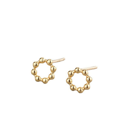 Metallic Bead Style Round Stud Earrings Women Fashionable Luxurious Earrings