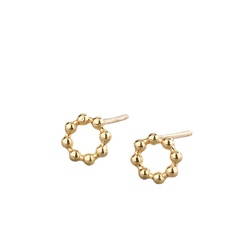 Metallic Bead Style Round Stud Earrings Women Fashionable Luxurious Earrings
