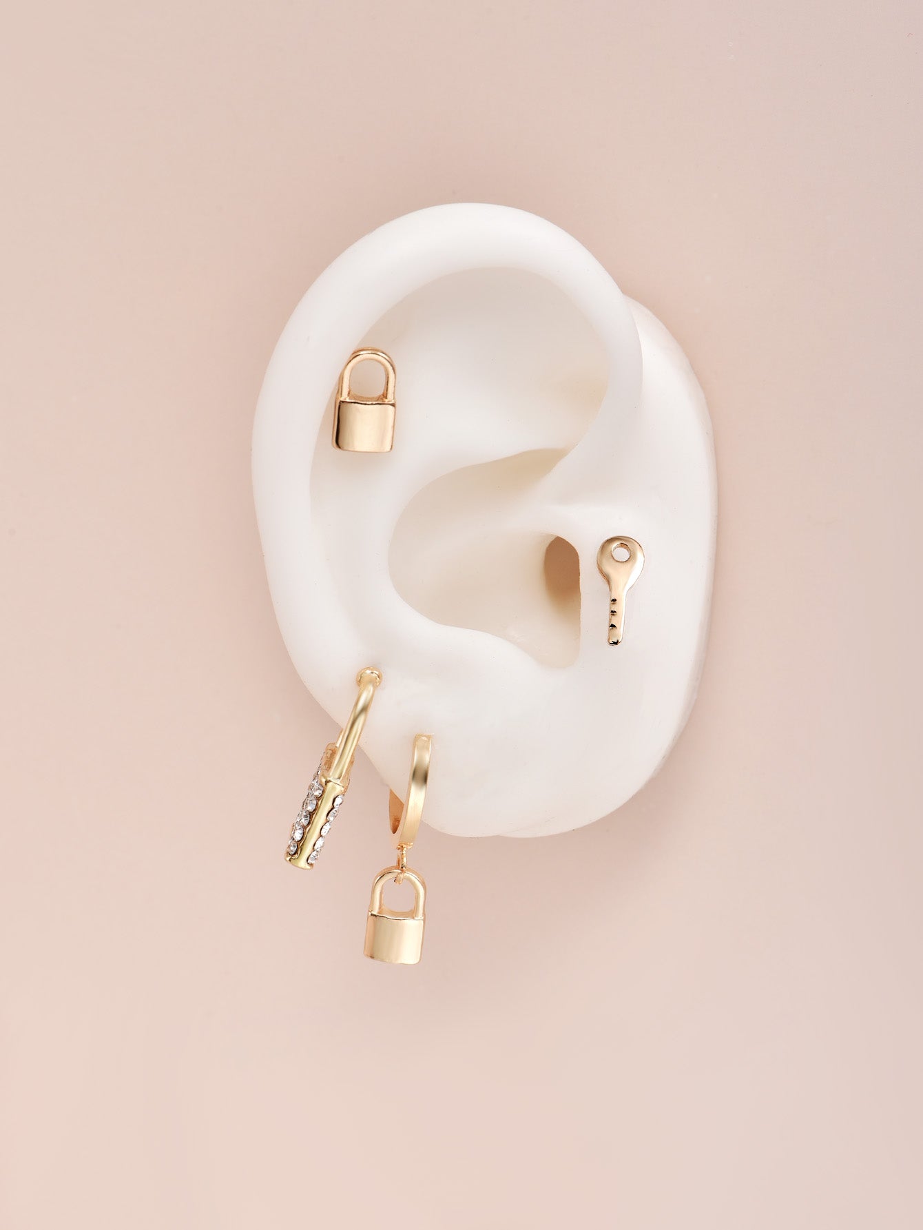 4pc Lock Design Ear Studs Earring Exquisite Fashion Earrings For Women
