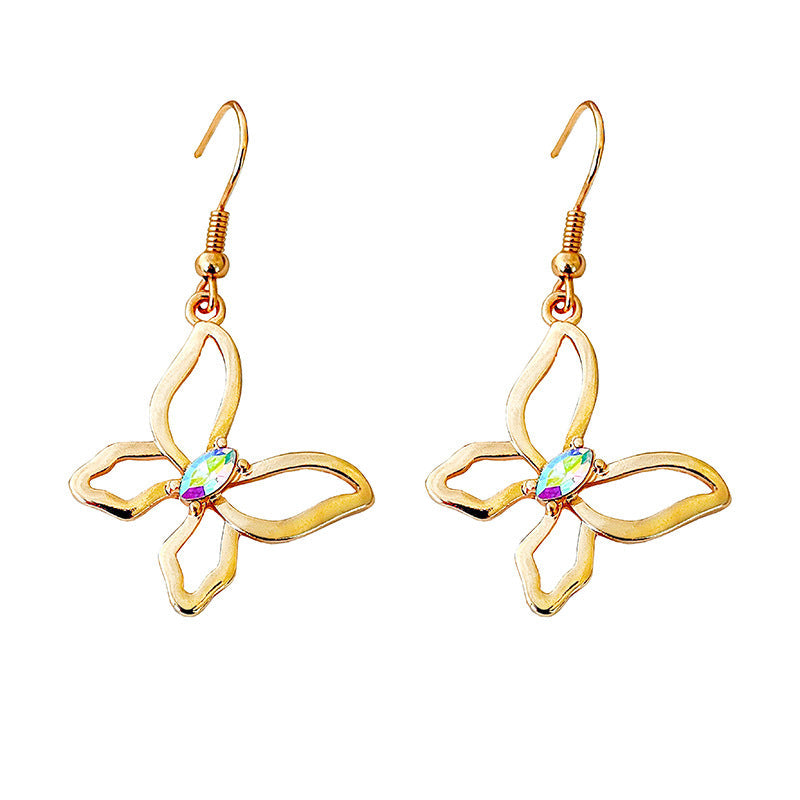 Multicolor Crystal Butterfly Drop Ear Dangle Fashion Earrings for Women Party Jewelry Gift