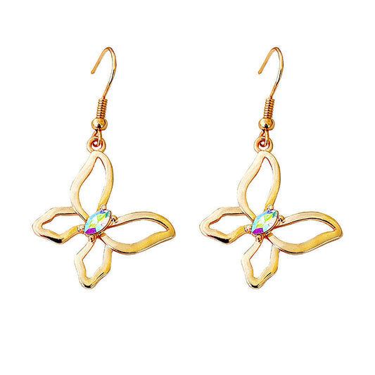 Multicolor Crystal Butterfly Drop Ear Dangle Fashion Earrings for Women Party Jewelry Gift
