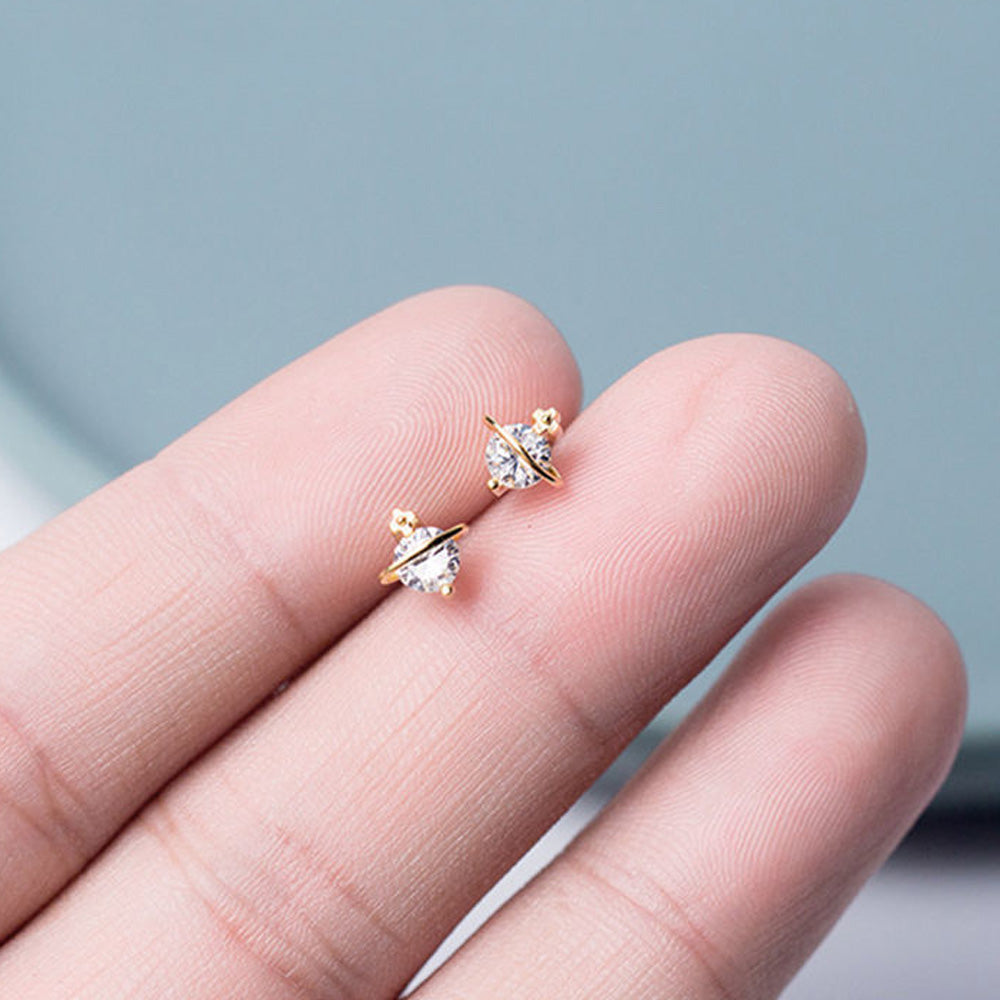 Planet Design Mini Stud Earrings Cut Asymmetric Mini Earrings Ear Piercing