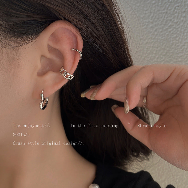 3pcs Set Heart Chain Ear Cuffs Stud Earrings Fashion Women Female Earrings