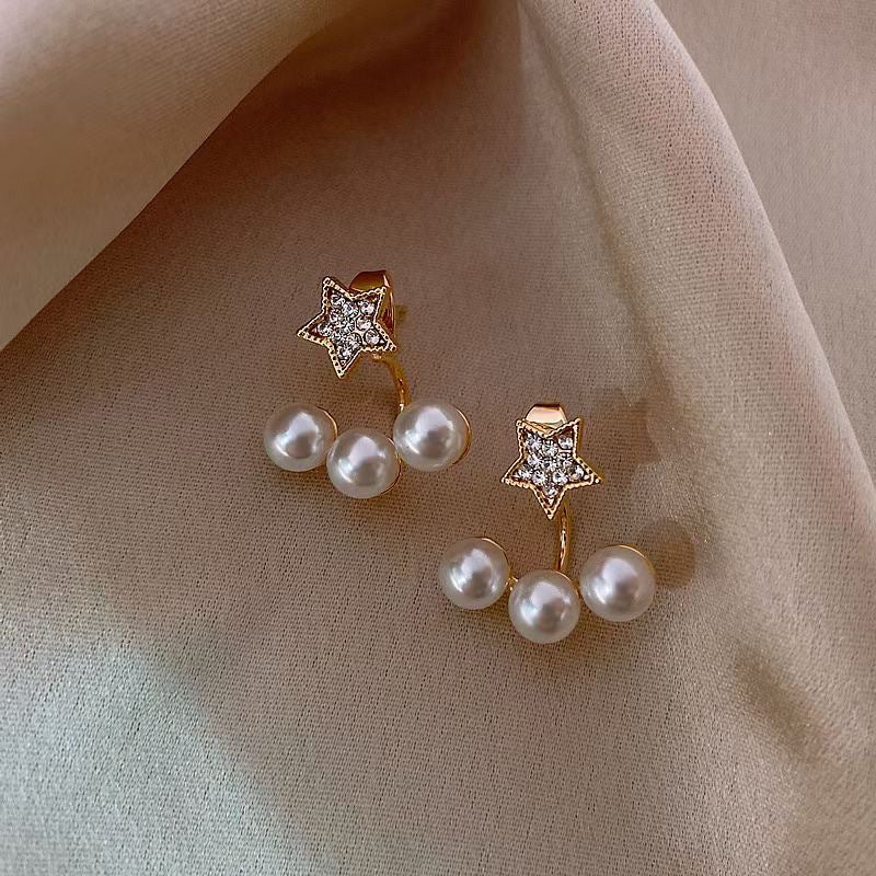 Pearls and Star Stud Earrings for Girls Women Stud Jewelry Gift Accessories