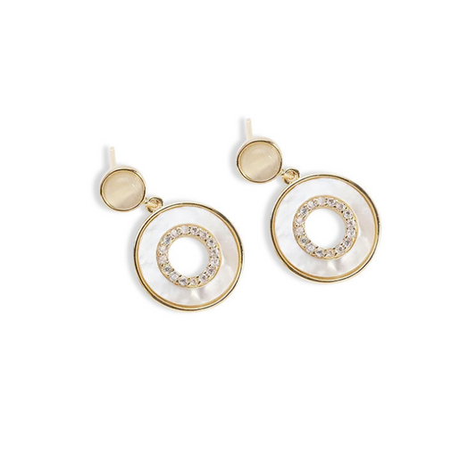 1Pair Ivory Round Drop Earring Women Jewelry Mom Gift Everyday Wear Earrings