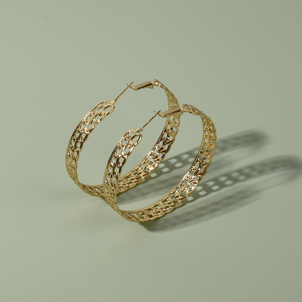 Hollow Chain Hoop Earring Women Jewelry Mom Gift Everyday Wear Earrings