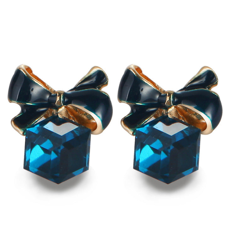 Bow Cubic Crystal Earrings Rhinestone Stud Earring Women Party Girls Modern Jewelry Accessory