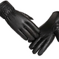 Winter plus velvet warm leather PU outdoor riding sports full touch screen three strips of leather gloves