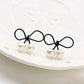 Faux Pearl Bow Ear Stud Earrings Dangle Women Fashion Jewelry Gift for Her
