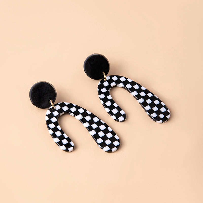 Plaid Jewelry Drop Earring Modern Fashion Women Earrings Piercing Studs