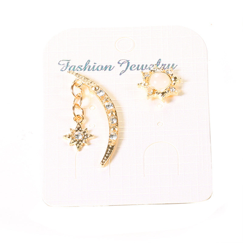 Moon Star Mismatched Stud Earrings Fashion Women Female Earrings Piercing