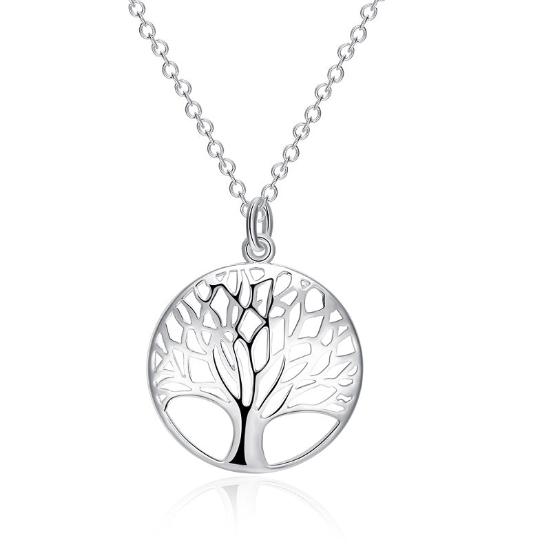 Round Hollow Relief Life Tree Pendant s625 Silver