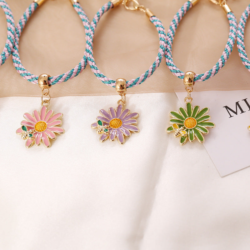 Small Daisy Bee Multicolor Twist Rope Bracelet Personality Creativity