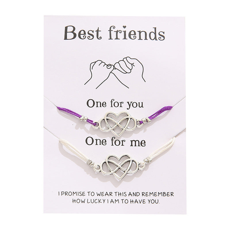 Cross-border Best-selling Best Friends Friendship Card Bracelet Simple Personality Love 8 Character Couple Bracelet Jewelry