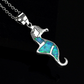 Fashion silver filled blue opal sea turtle pendant necklace for women female Animal wedding ocean beach jewelry gift
