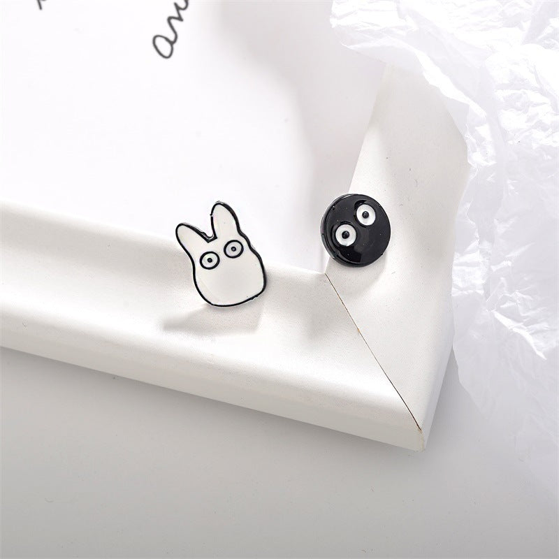 Mismatched White Rabbit Stud Earrings Women Jewelry Mom Gift Everyday Wear