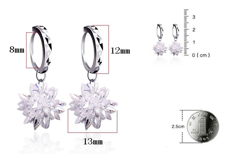 New fashion pure beauty ice 925 silver earrings hypoallergenic non-fading earrings