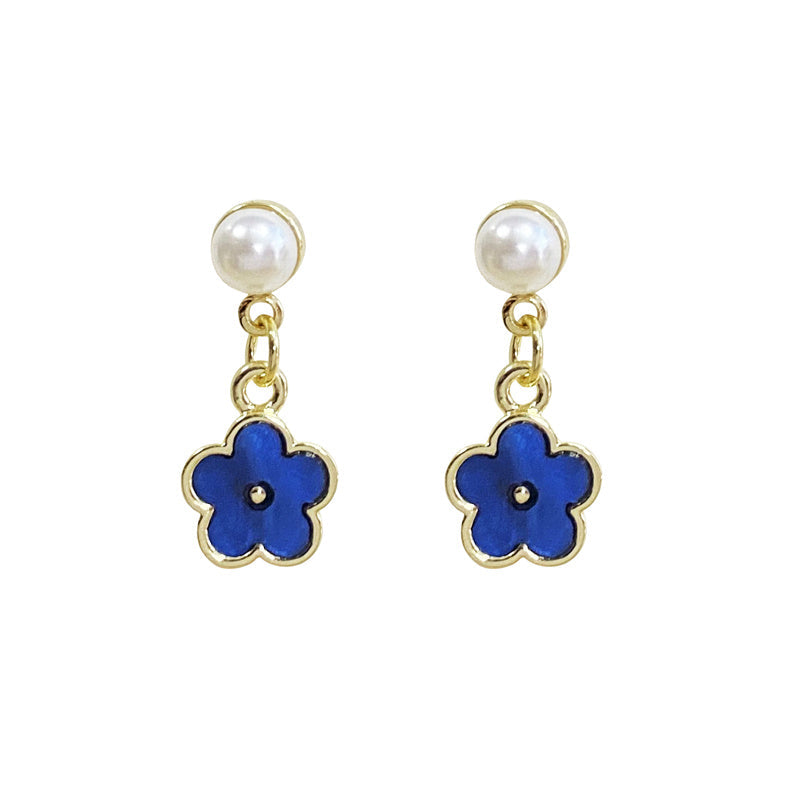 Blue Flower Drop Earrings Cute Dangle Earrings Women Jewelry Gift for Her