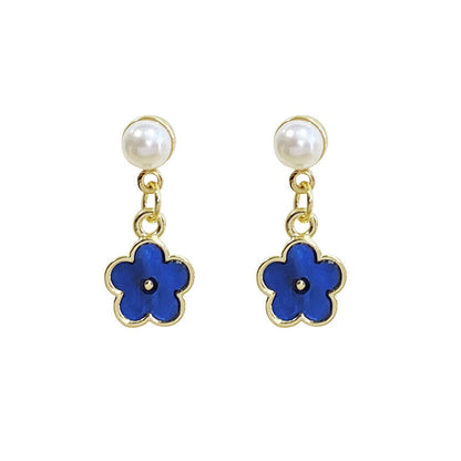 Blue Flower Drop Earrings Cute Dangle Earrings Women Jewelry Gift for Her