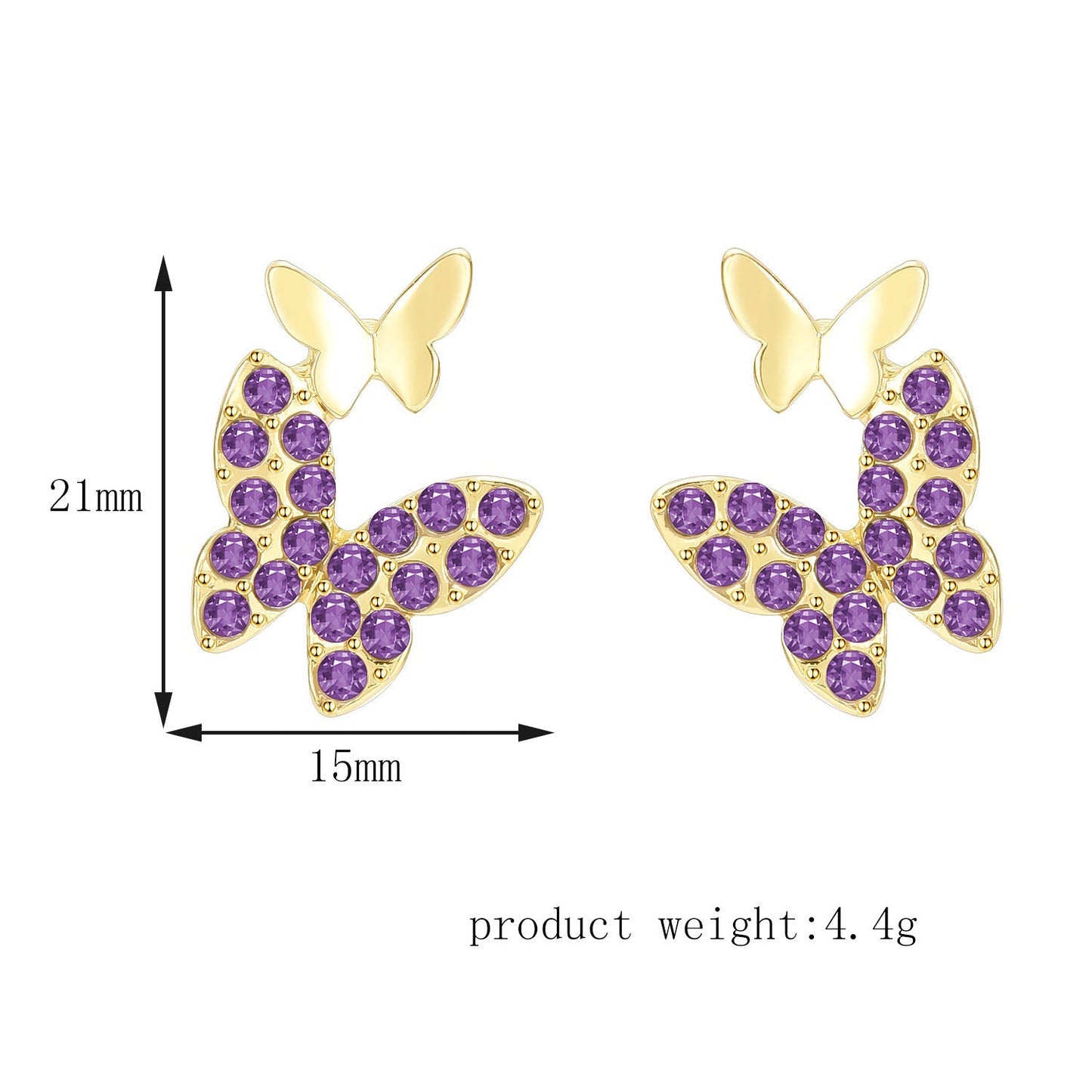 Purple Butterfly Stud Earrings for Girls Women Stud Jewelry Gift Accessories