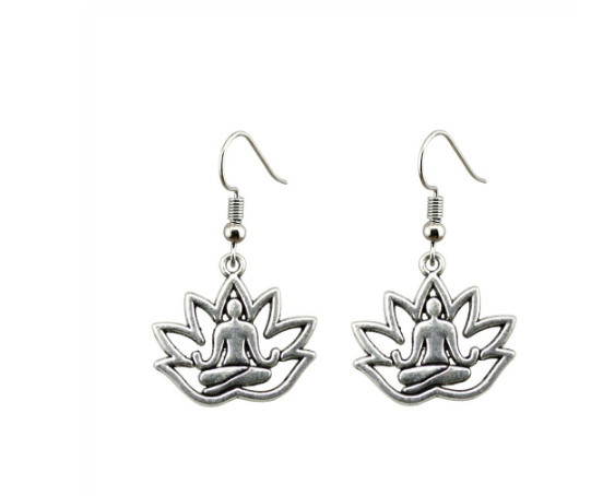Lotus Yoga Drop Dangle Earrings Women Jewelry Gift for Her Accessories