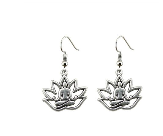 Lotus Yoga Drop Dangle Earrings Women Jewelry Gift for Her Accessories