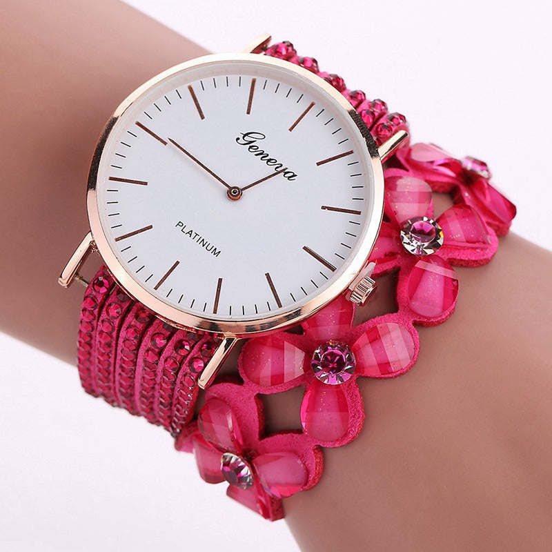 Fashion Geneva Flowers Watches Women Dress Elegant Quartz Bracelet Ladies Watch Crystal Diamond Wrist Watch Gift Reloj Mujer