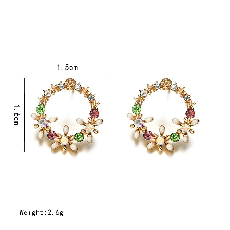 Flower Vine Wreath Stud Earrings Women Jewelry Mom Gift Everyday Wear Earrings