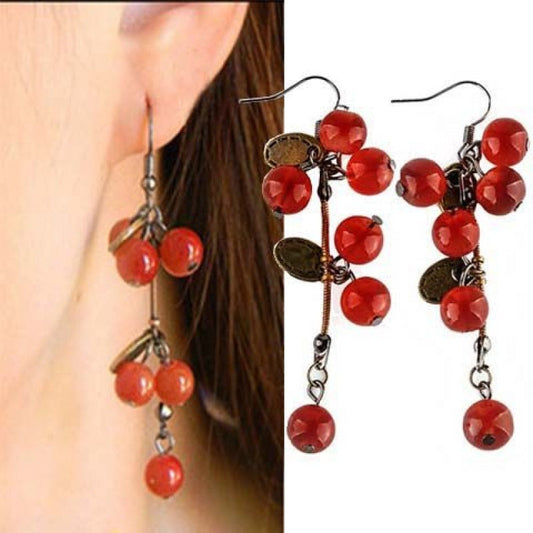 Red Currant Ear Drop Earrings Dangle Women Fashion Jewelry Gift for Her