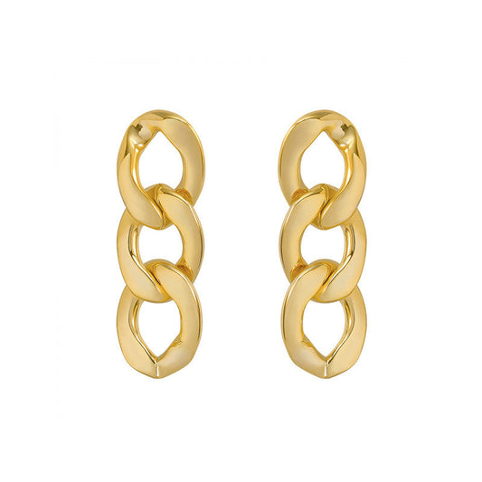 Flat Chain Ear Drop Earrings Dangle Women Fashion Jewelry Gift for Her