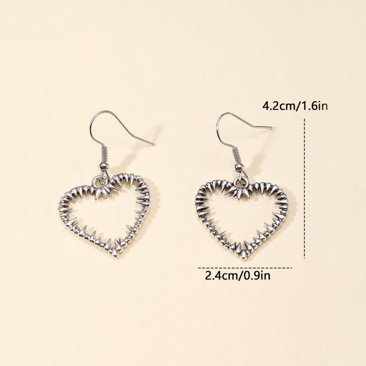 Spiky Heart Ear Drop Earrings Dangle Women Fashion Jewelry Gift for Her