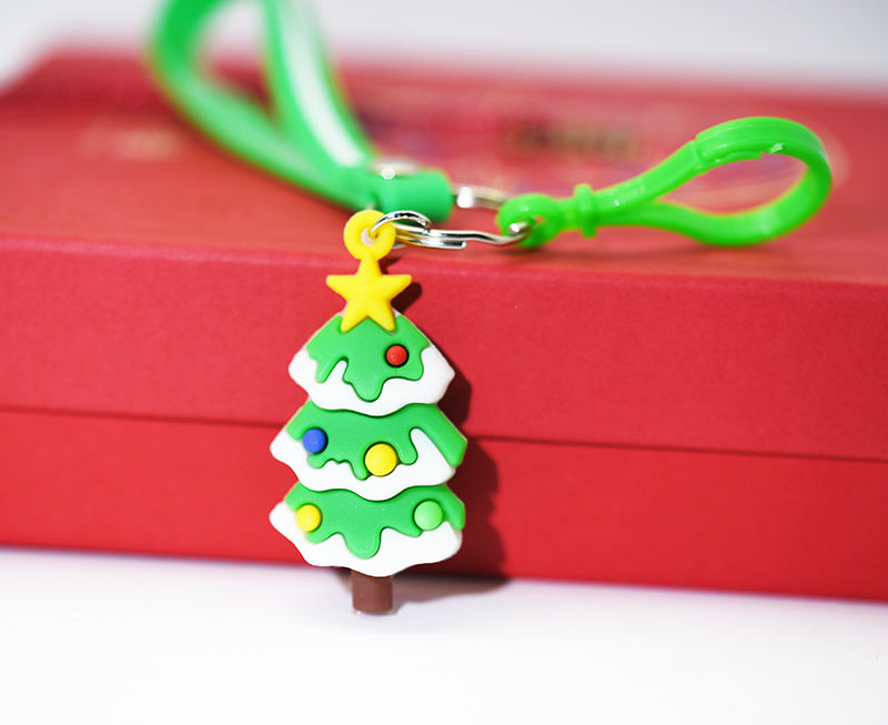 Santa Claus Elk Snowman Christmas Tree Key Pendant