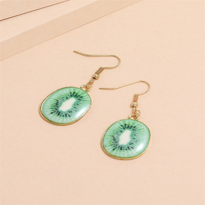 Kiwi Fruit Design Drop Ear Dangle Fashion Earrings for Women Party Jewelry Gift