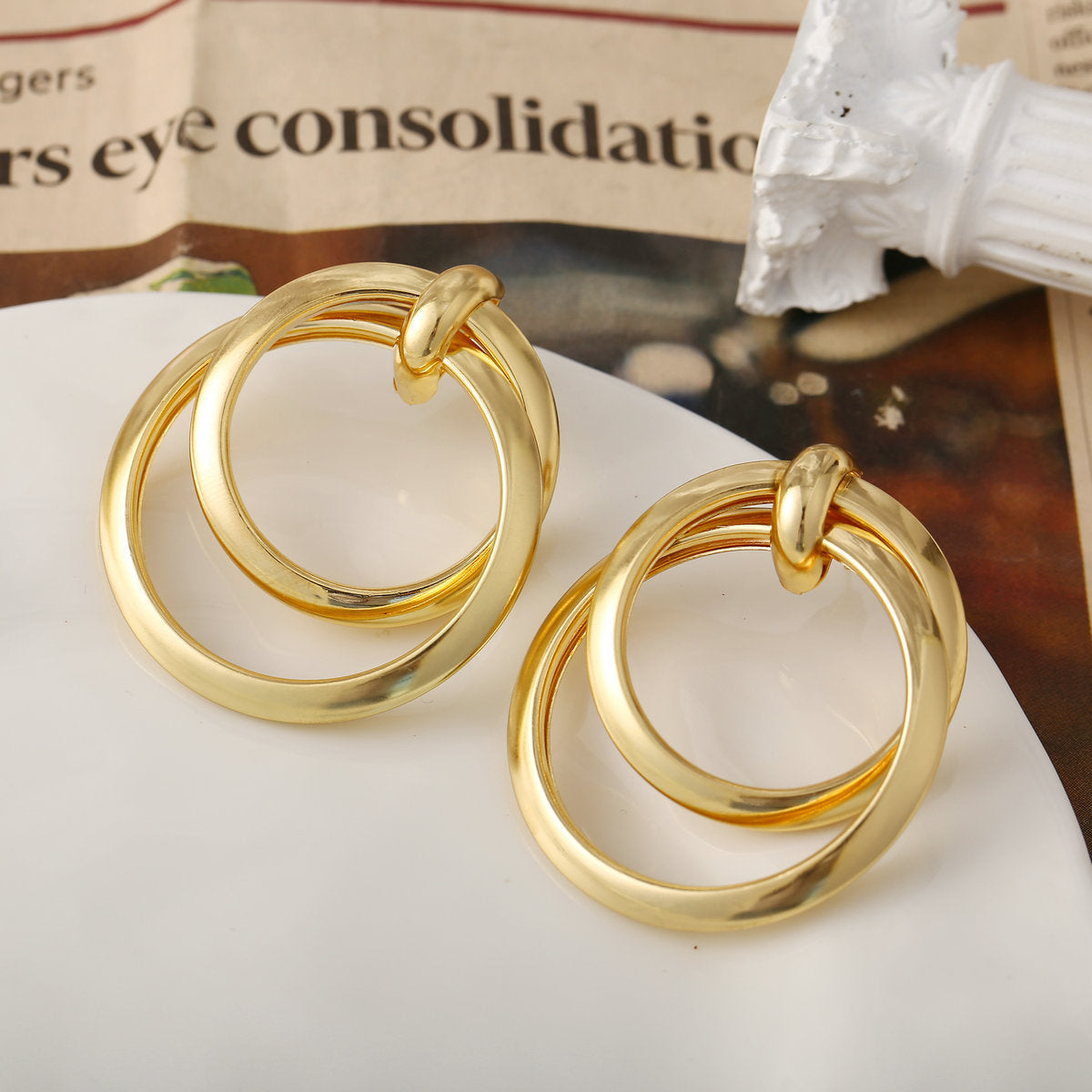 Twist Circle Stud Earrings Fashion Jewelry for Girls Women Gift Accessories