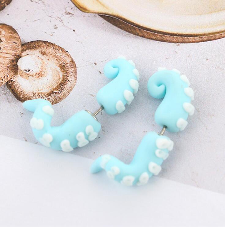 Blue Octopus Leg Jewelry Stud Earring Modern Fashion Women Earrings Piercing