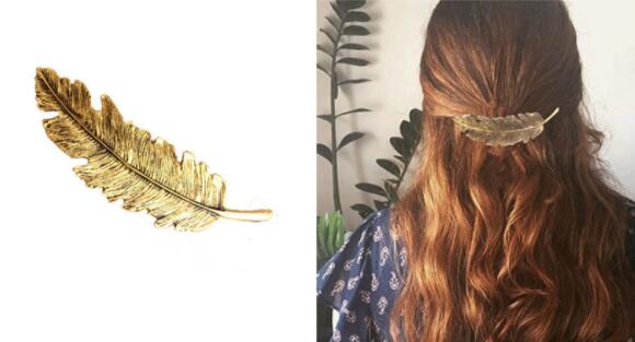 Han Edition Leaf Feather Hair Card Metal Elastic Hair Clip Antique Color Of The Old Color Of The Leaves Of The Leaves Of The Tail Hair Accessories Ebay