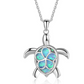 Fashion silver filled blue opal sea turtle pendant necklace for women female Animal wedding ocean beach jewelry gift