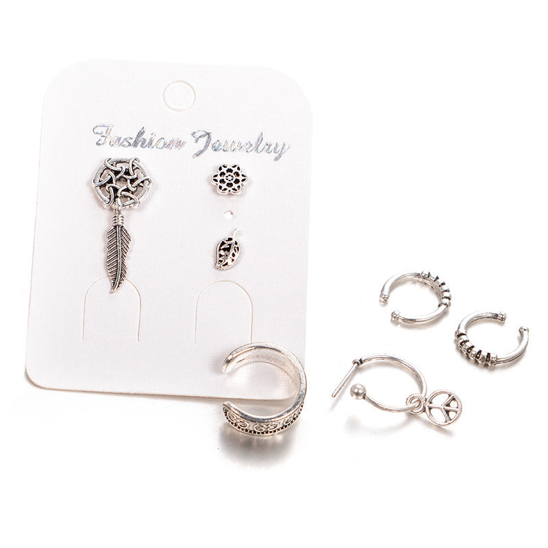 7pc Ear Cuff Feather Earrings Dangle Gift for Her Jewelry Accessories Girls