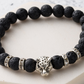8mm Natural Stone Lava Stone Bead Bracelet For Men Leopard Head Leopard Pendant Charm Bracelet Handmade Jewelry
