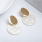 Golden White Round Dangle Fashion Drop Earrings Women Girls Ear Studs Jewelry