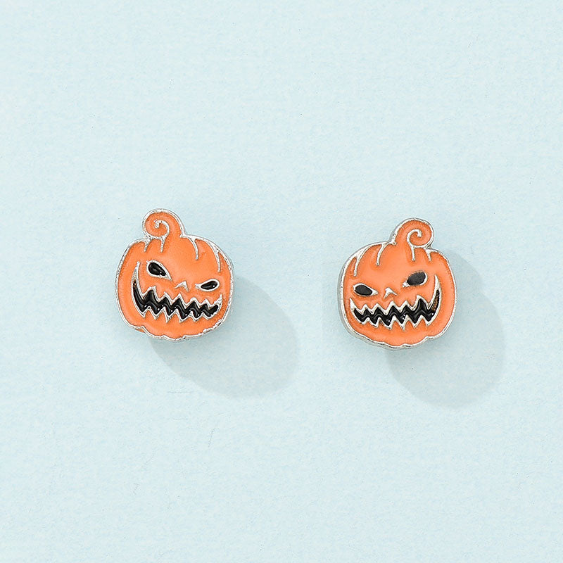 Scary Pumpkin Halloween Stud Earrings Women Fashionable Luxurious Earrings