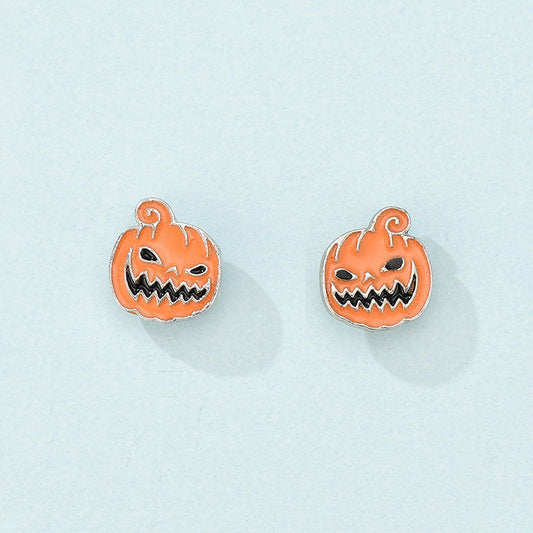 Scary Pumpkin Halloween Stud Earrings Women Fashionable Luxurious Earrings