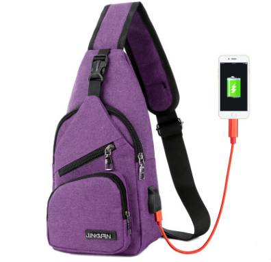 New shoulder bag men's charging bag sports men's usb chest bag outdoor diagonal package