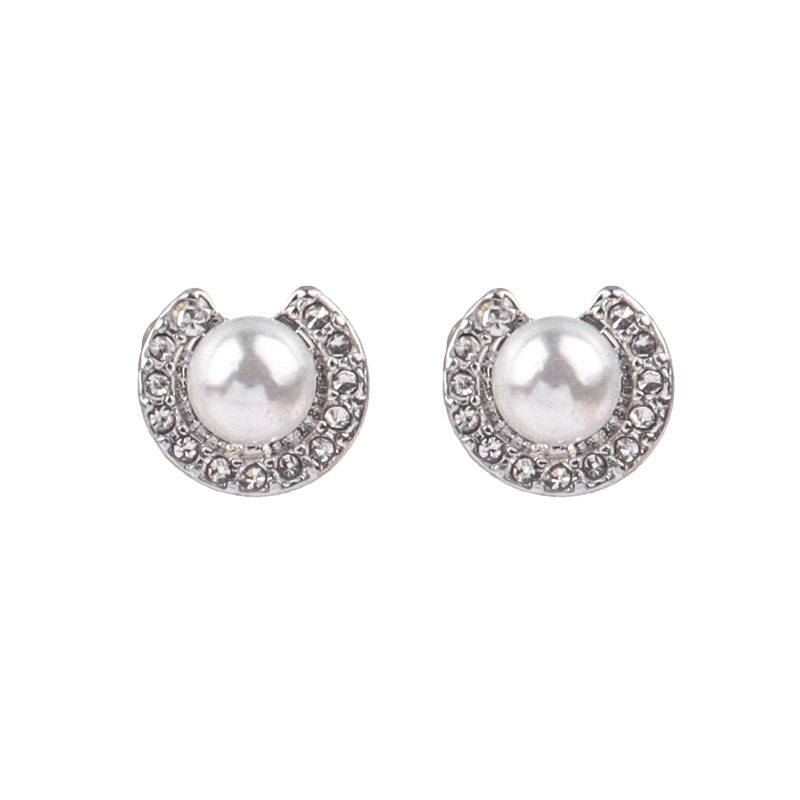 Open Circle Pearl Stud Earrings Fashion Jewelry for Girls Women Gift Accessories