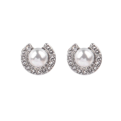 Open Circle Pearl Stud Earrings Fashion Jewelry for Girls Women Gift Accessories