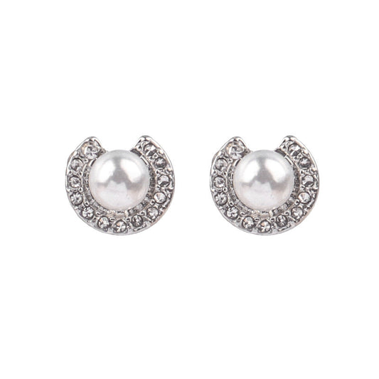Open Circle Pearl Stud Earrings Fashion Jewelry for Girls Women Gift Accessories