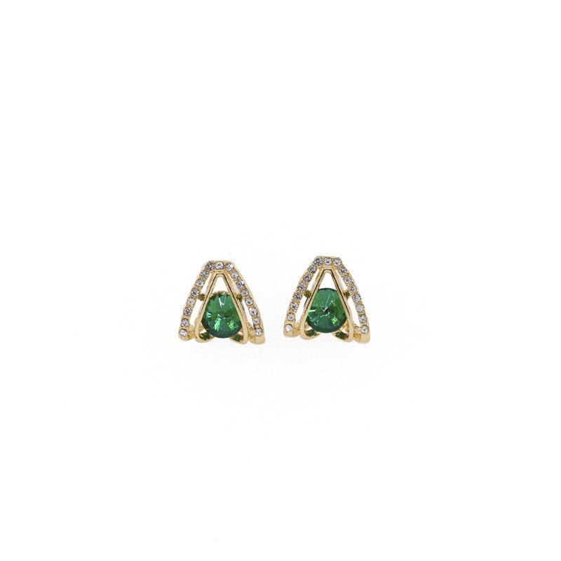 Green Crystal Ear Studs Earrings Cute Dangle Earrings Women Jewelry Gift for Her