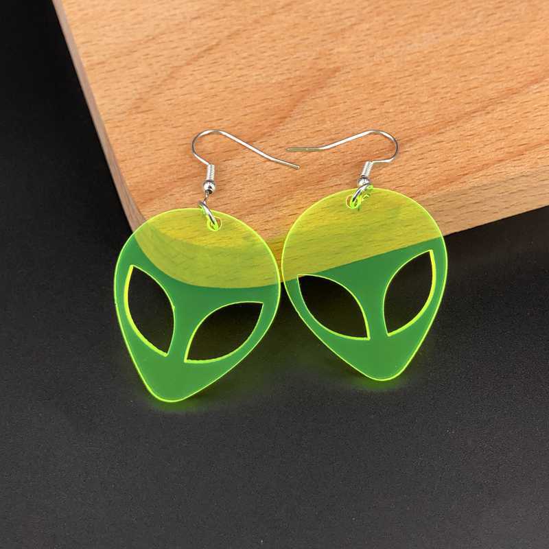 Green Alien Dangle Earrings Jewelry Accessories Girls Fashion Accessory