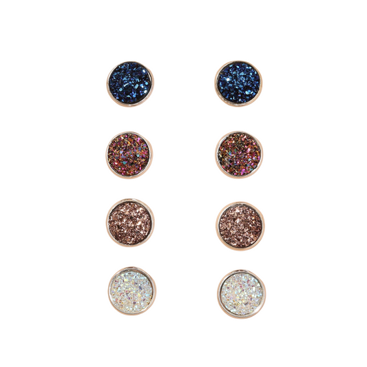 4pairs Round Stud Earrings Fashion Jewelry Jewellery for Women Girls Gift Party