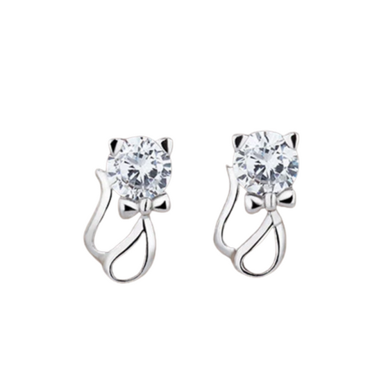 Crystal Cat Stud Earrings Fashion Women Female Earrings Piercing Jewelry